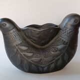 Zoomorphic vase with double birds in black clay from Marginea, Romania.