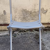 Table Tolix, industrial design, and its 3 folding chairs, designed by Xavier Pauchard