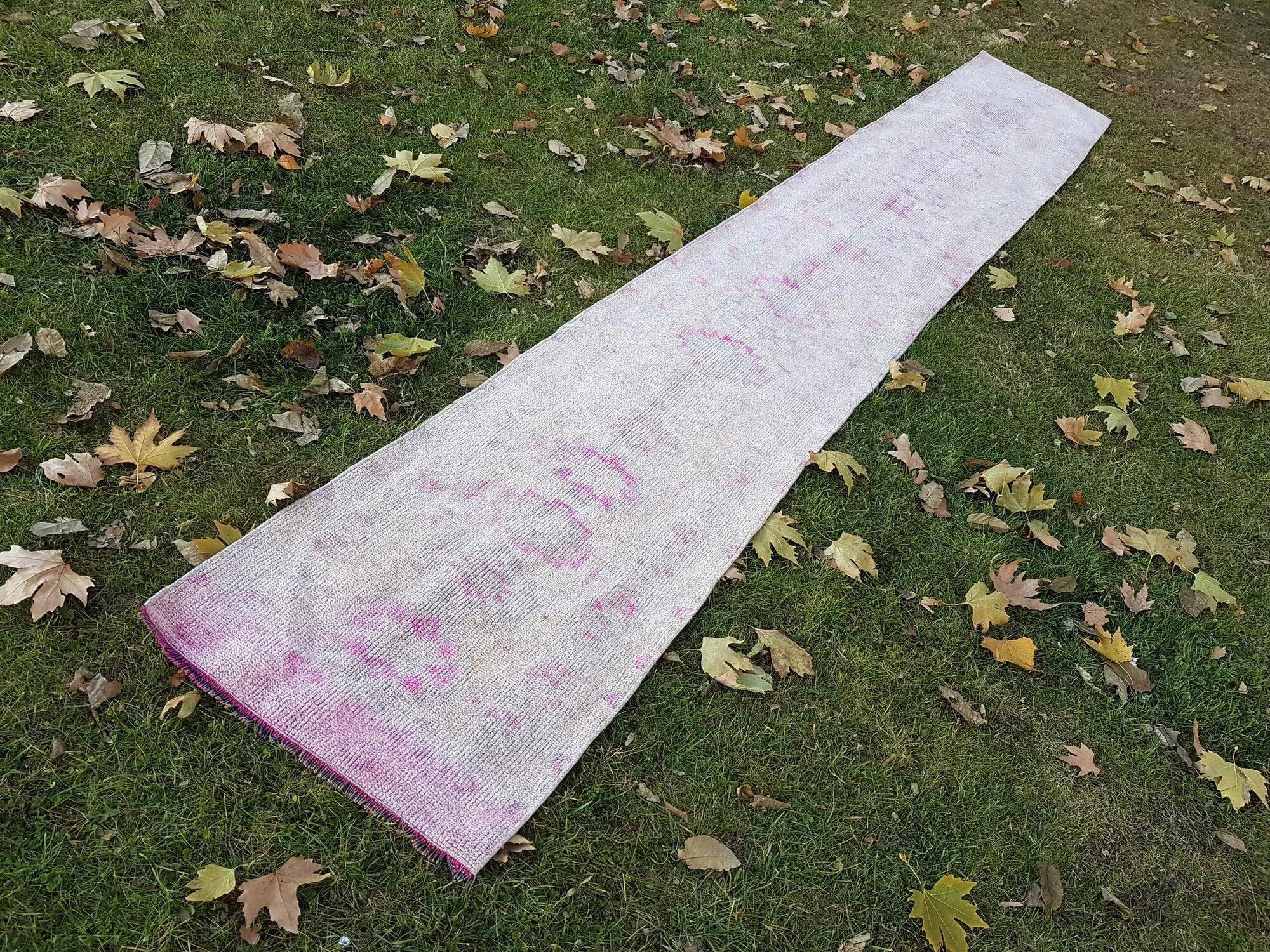 Vintage Turkish hallway rug 63x425 cm