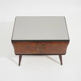 Pair of bedside tables with glass top, 1950s