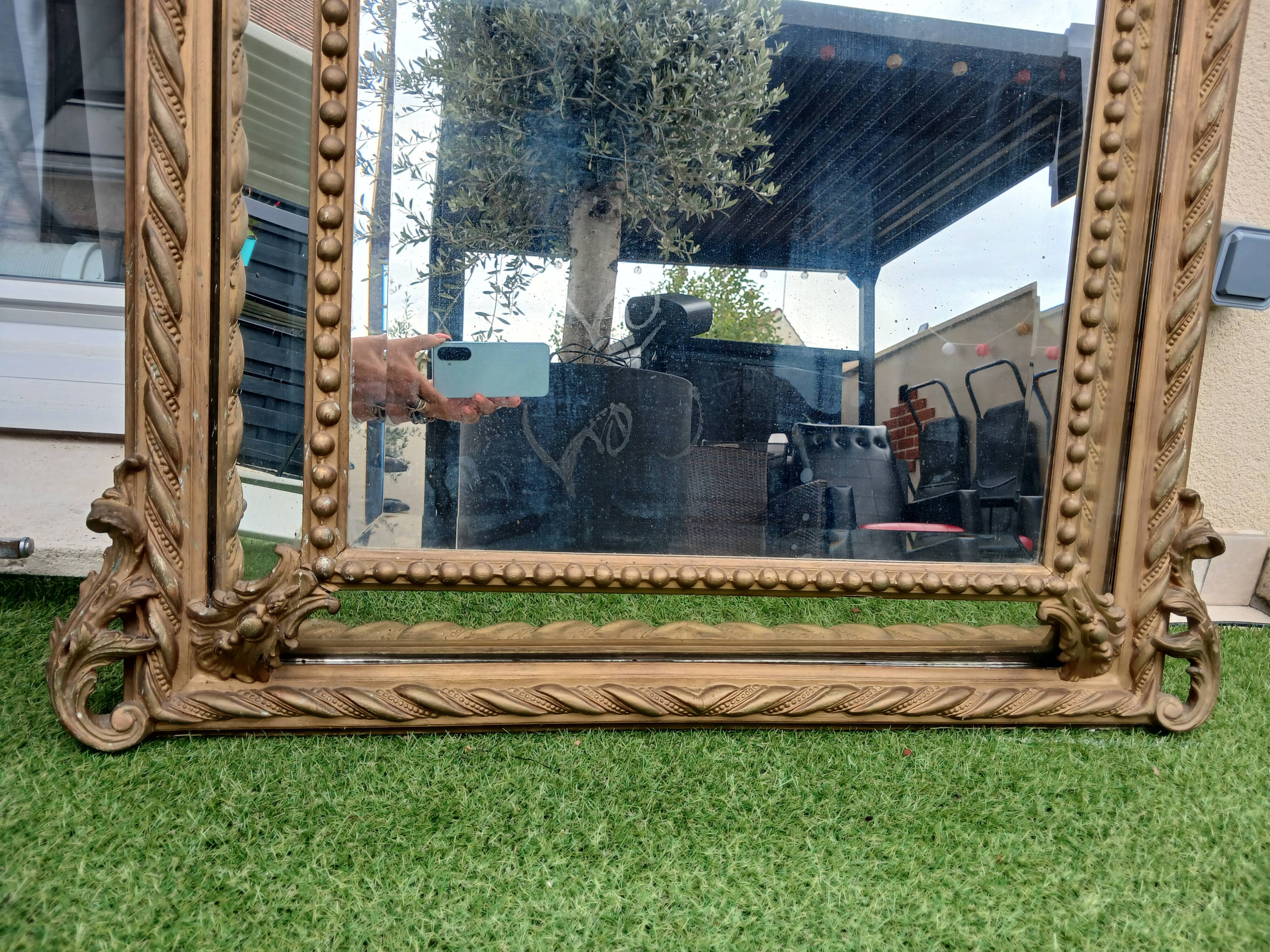 Antique golden mirror with parcloses napoleon iii