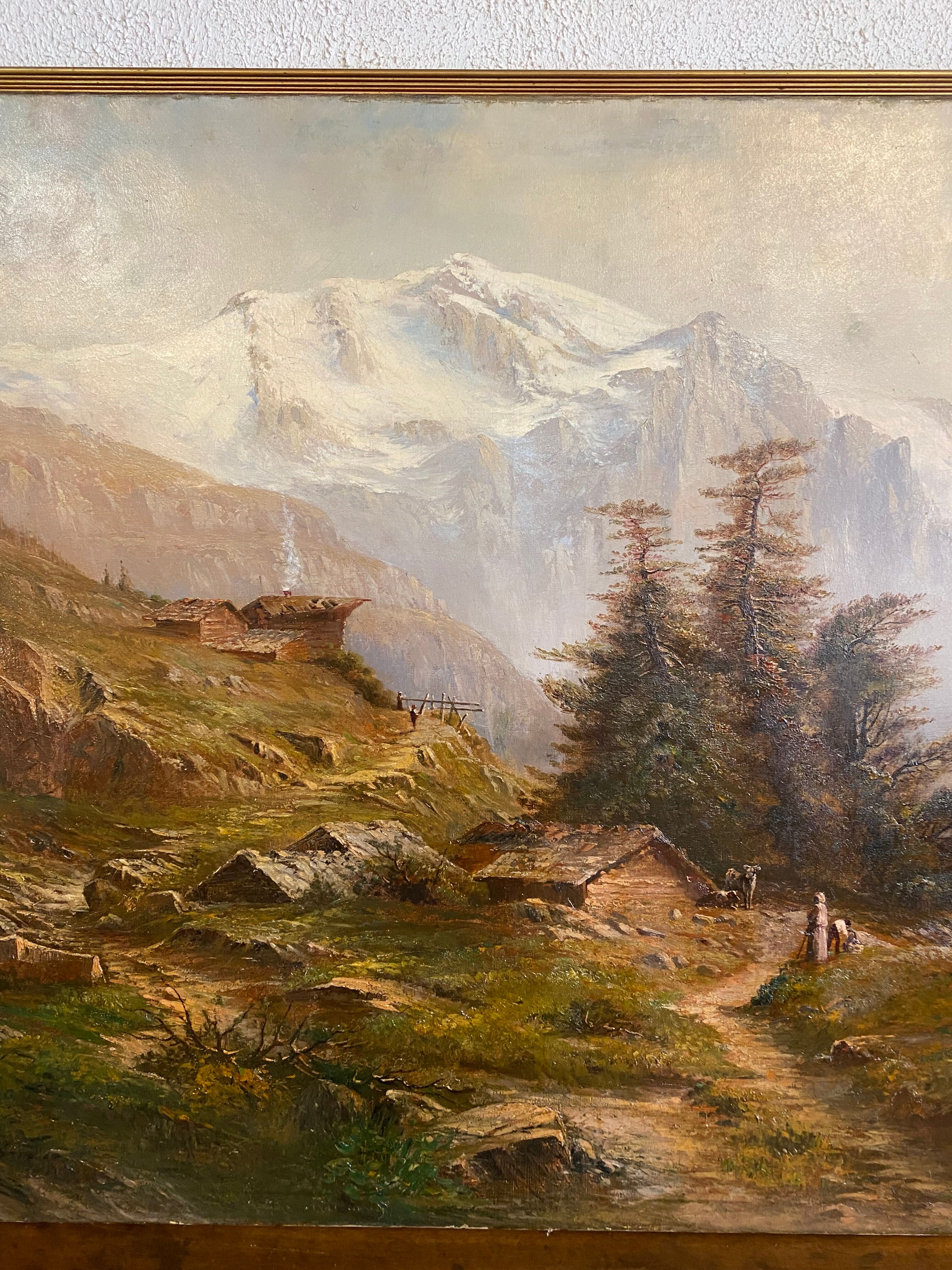 Oil on canvas "mountain landscape" signed L. Reignier 1888