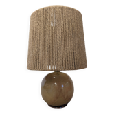 Vintage ball lamp in enamelled stoneware and jute rope