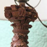 Carved wooden lamp, Corinthian column, 17th century