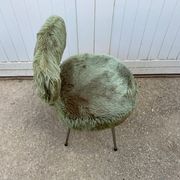 Chaise moumoute verte vintage 1960