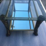 Table basse à deux plateaux verre et miroir