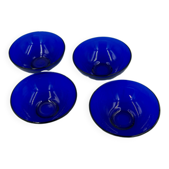 Set of 4 cobalt blue glass bowls