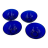 Lot 4 bols en verre bleu cobalt