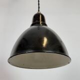 Small Industrial Black Enamel Ceiling Lamp, 1950s