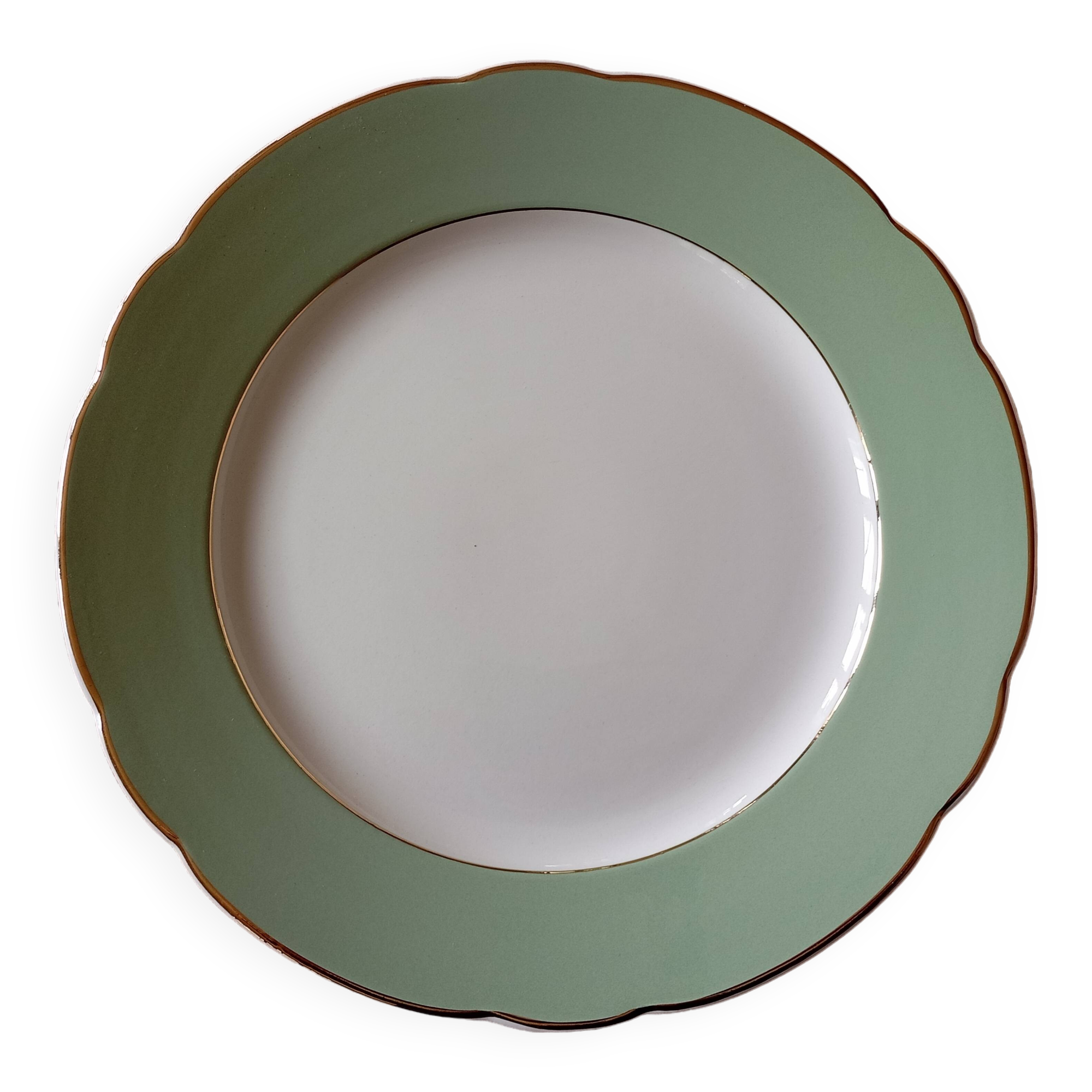 Villeroy & Boch Mettlach celadon and gold round dish, vintage 1960s