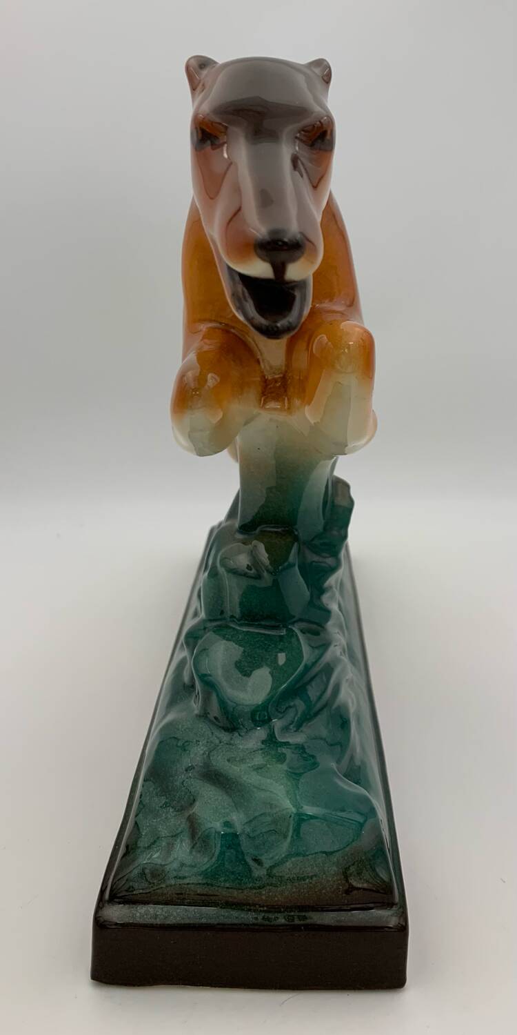 Sainte Radegonde Art Deco earthenware greyhound, 1930s