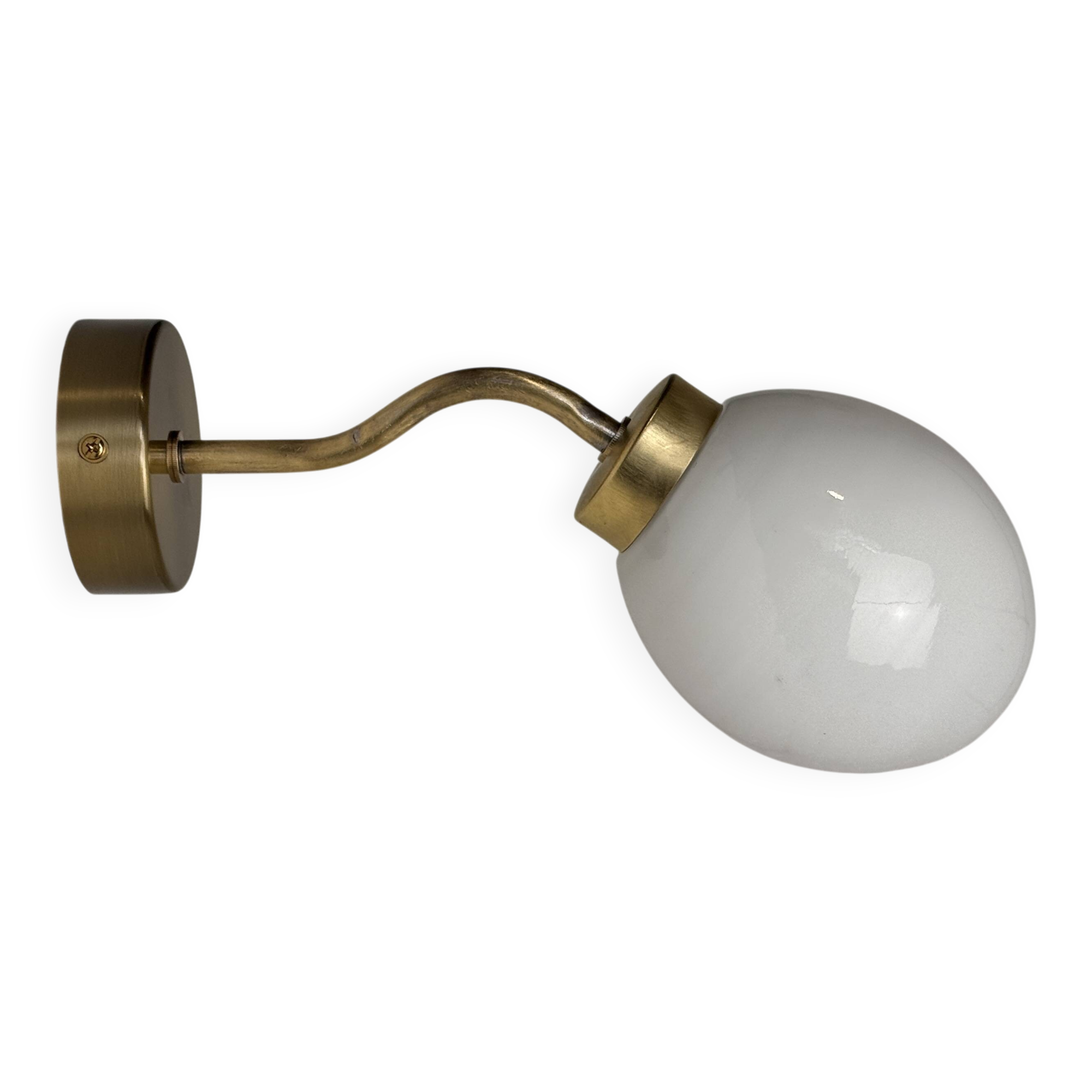 Antique small brass and opaline wall light vintage