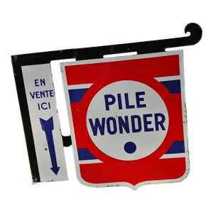 Plaque tole émaillée piles wonder