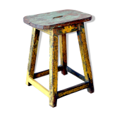 Ancien tabouret d'atelier en teck birman