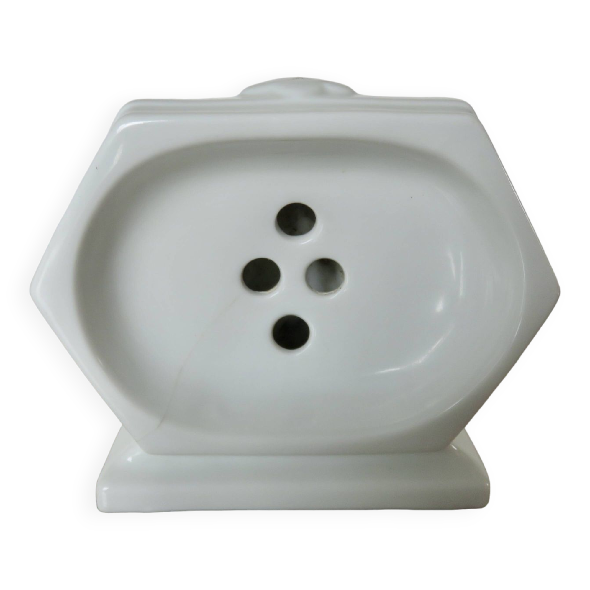 Art Deco soap dish in white porcelain