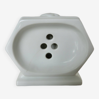 Art Deco soap dish in white porcelain
