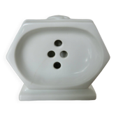 Porte savon Art Deco en porcelaine blanche