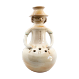 Vase and anthropomorphic flowerpeed by potters Thierry and Chantal Robert, 70s