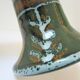 enamelled ceramic candle holder signed "S" plant decoration 70s