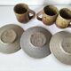 Set of three cups and saucers in pyrite stoneware - Charles Gaudry, Puisaye