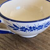 Handcrafted ceramic pitcher and bowl signed – blue decor – vintage tableware