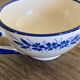 Handcrafted ceramic pitcher and bowl signed – blue decor – vintage tableware