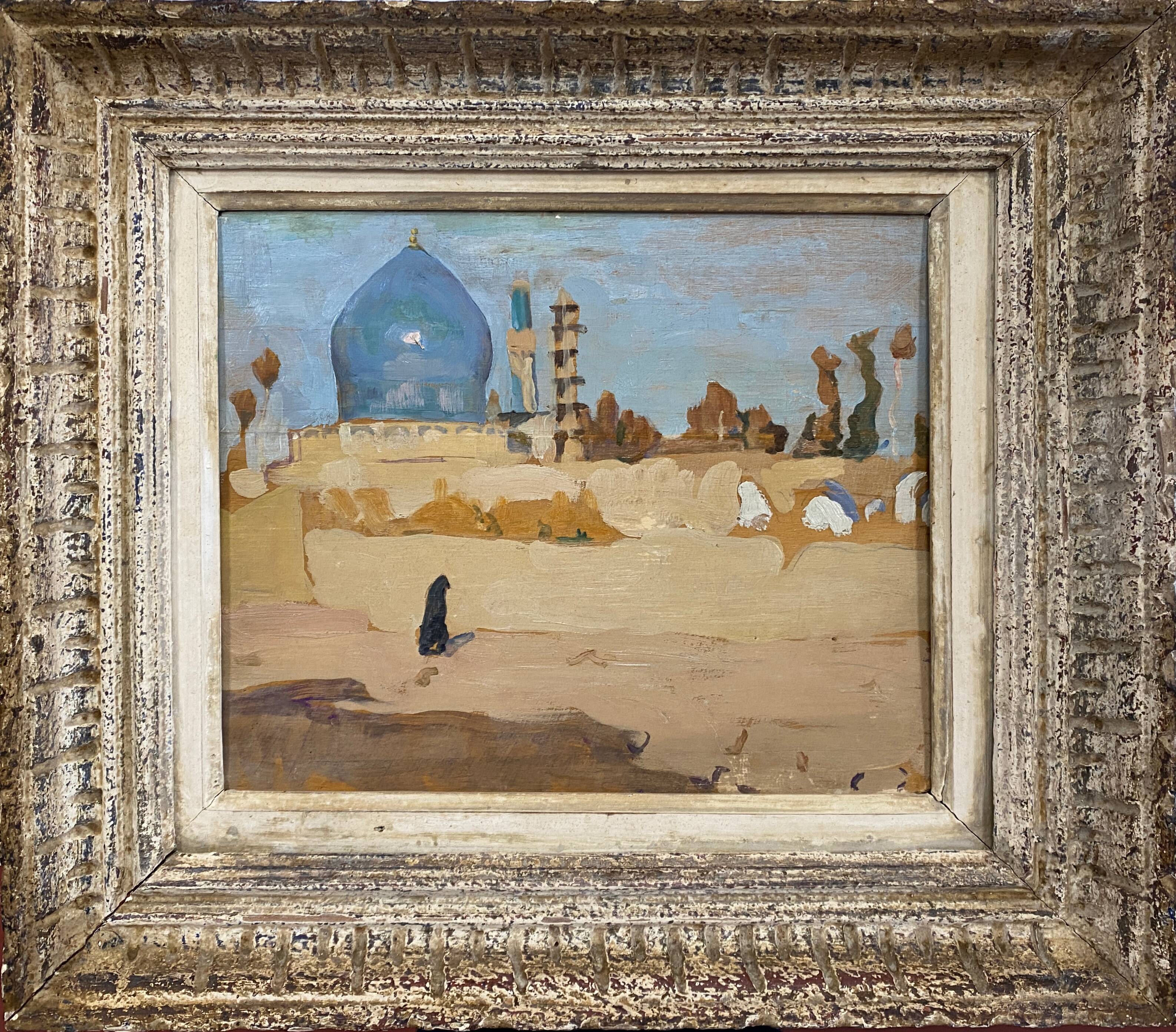 Orientalist painting "The mosque" 30's + Montparnasse frame