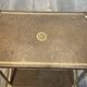 Double Tray Leather Sofa Table in Golden Tawny with Small Iron Details. Brass