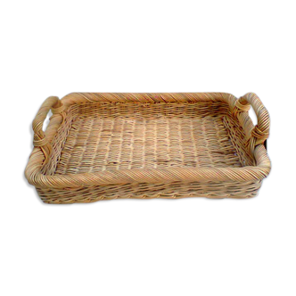 Plateau en rotin vintage