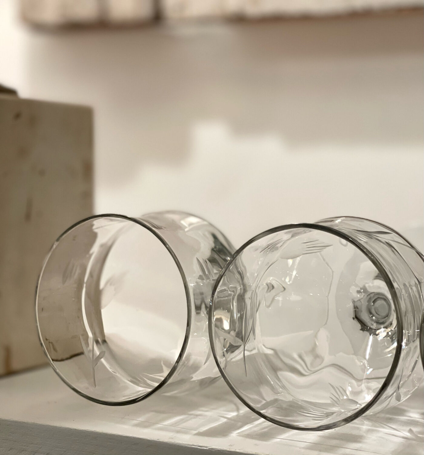 6 antique crystal glasses