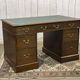 Late 19th century English mahogany desk with pedestals and leather top