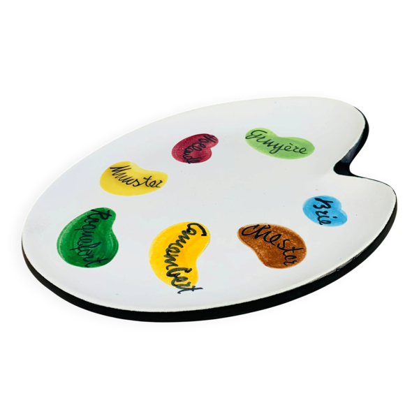 Plat à fromage en céramique par Elchinger, années 50, palette