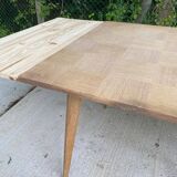 Scandinavian extendable dining table renovated in raw wood
