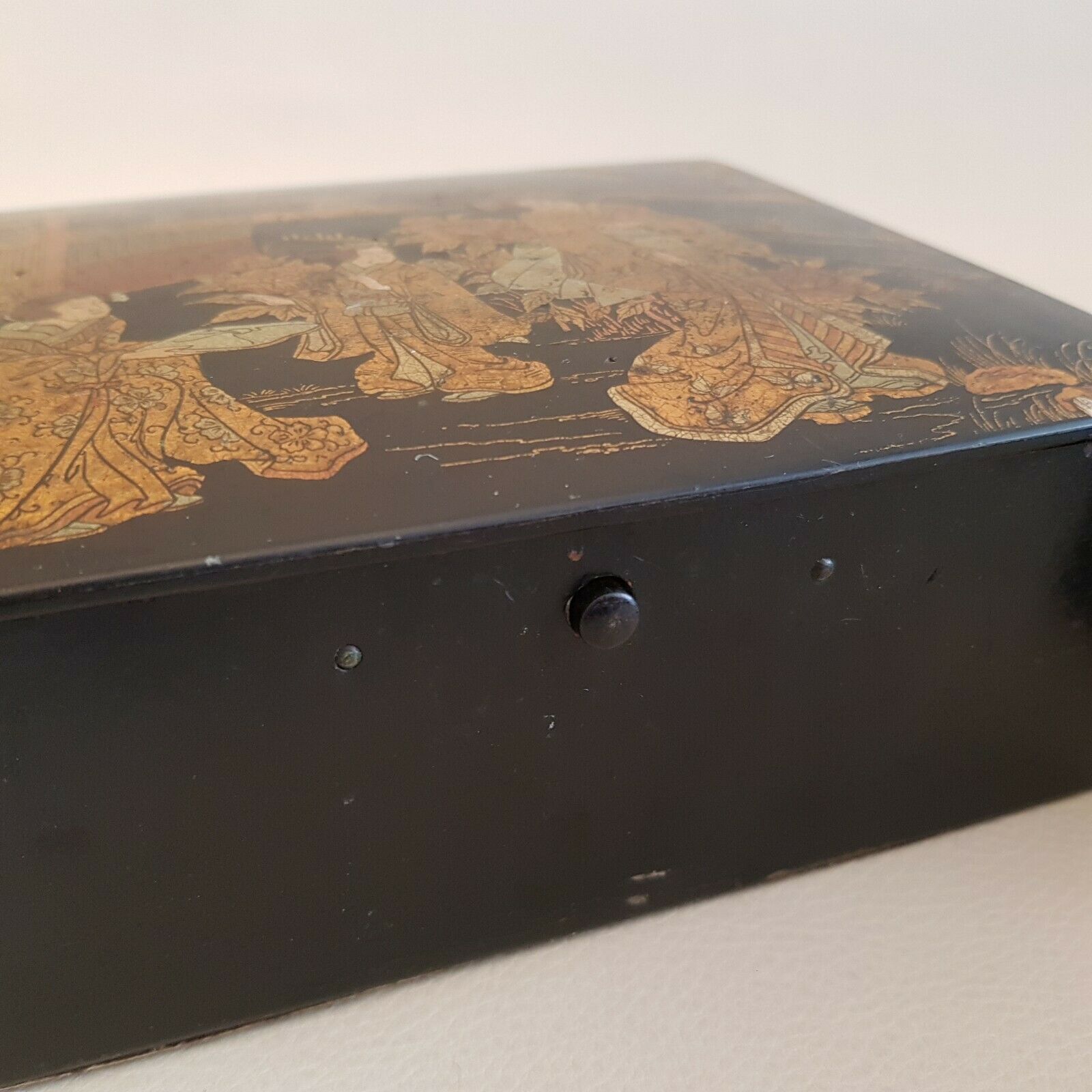 Pair of papier-mâché mailboxes & lacquer Japanese chinese decoration XIXth