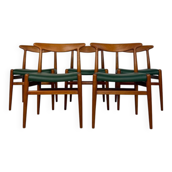 5 chaises danoises en W2 teck par Hans J. Wegner pour CM Madsen, années 1950