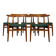 1950s set of 5 vintage Danish teak dining chairs W2 by Hans J. Wegner for CM Madsen