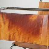 Set of 4 vintage leather and chrome metal chairs, 1970