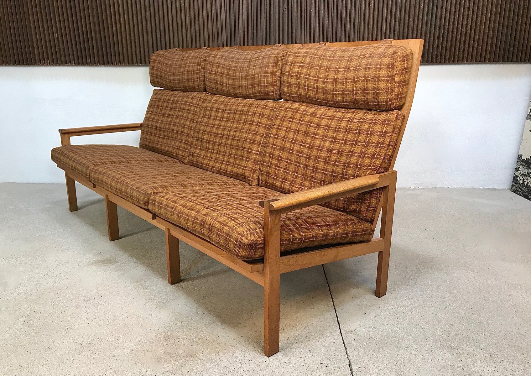 3-seater highback Capella sofa in oak by Illum Wikkelsø, Denmark 1960s
