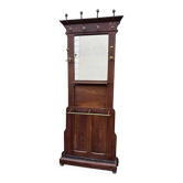 Antique hall coat rack – mirror, hooks & umbrella stand