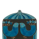 Mithé espelt mirror "cage" in nuanced blue made in 1970.