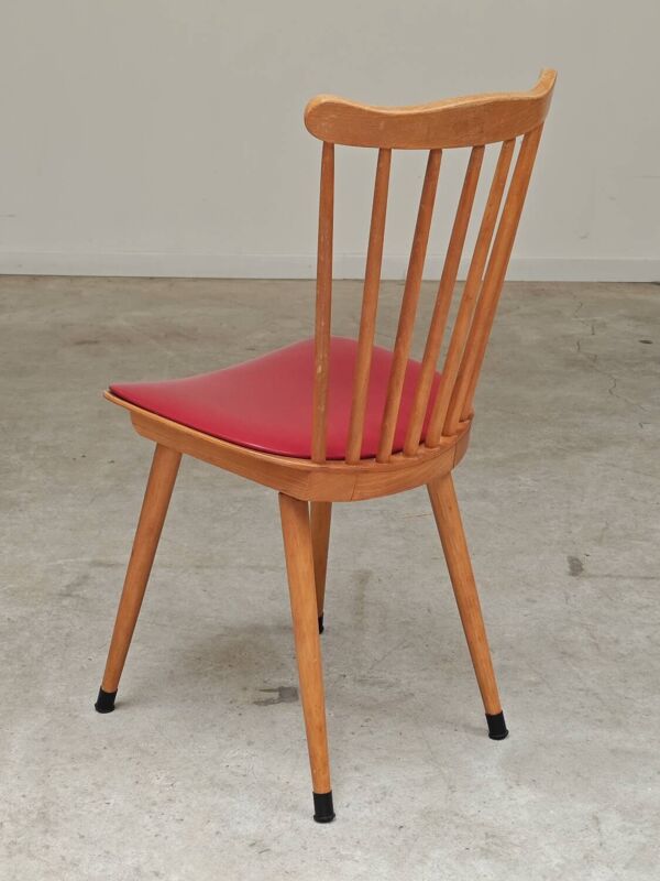 Chaise Baumann Menuet skai rouge 1960