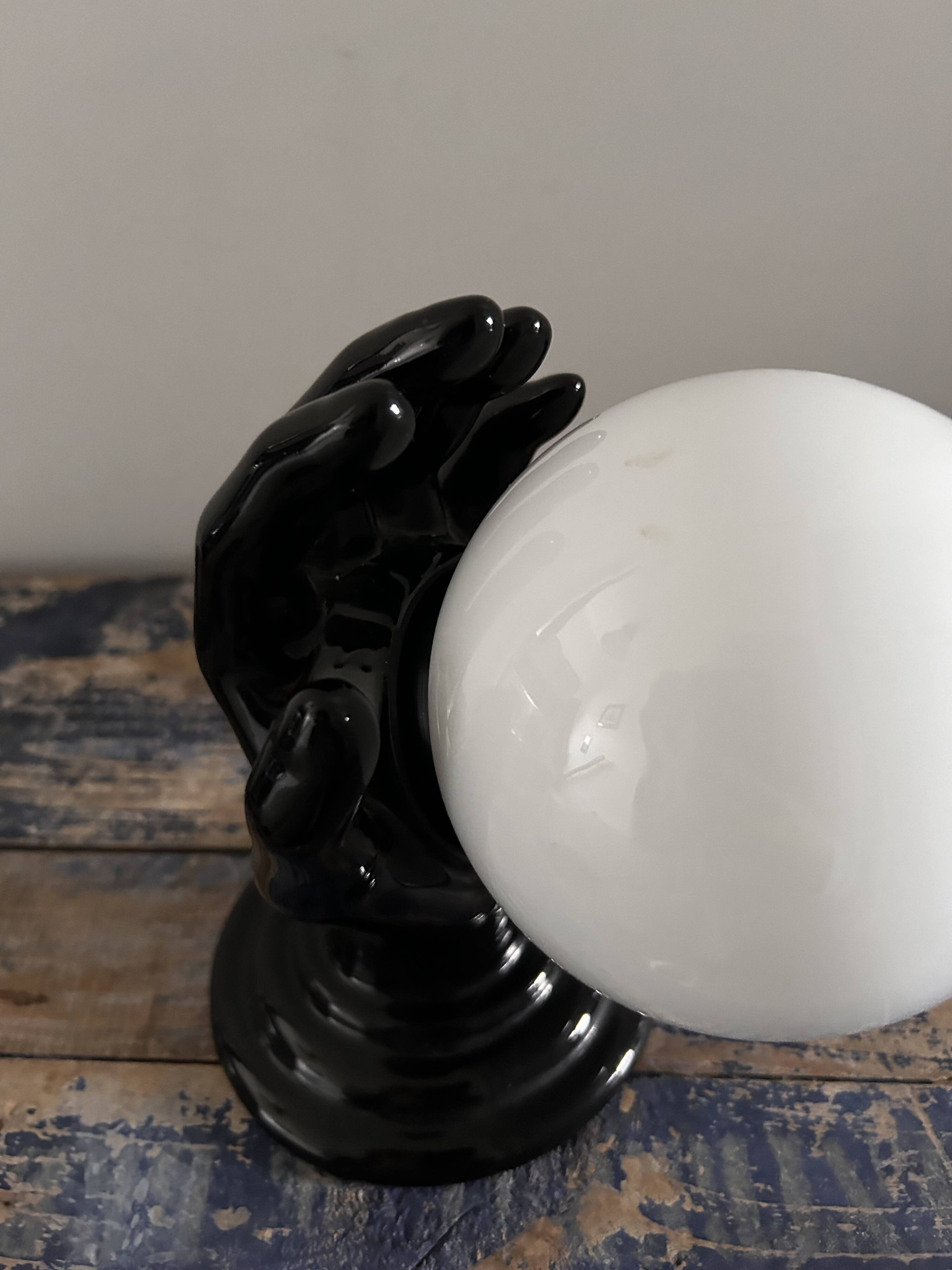 Handmade wall light in black and opaline ceramic