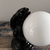 Handmade wall light in black and opaline ceramic