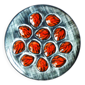 Plat de présentation à huîtres et coquillages de Pornic peint mains.