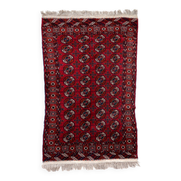 Tapis Vintage Tekke Turkmène Fait Main en Laine – Années 1960 – 126 x 188
