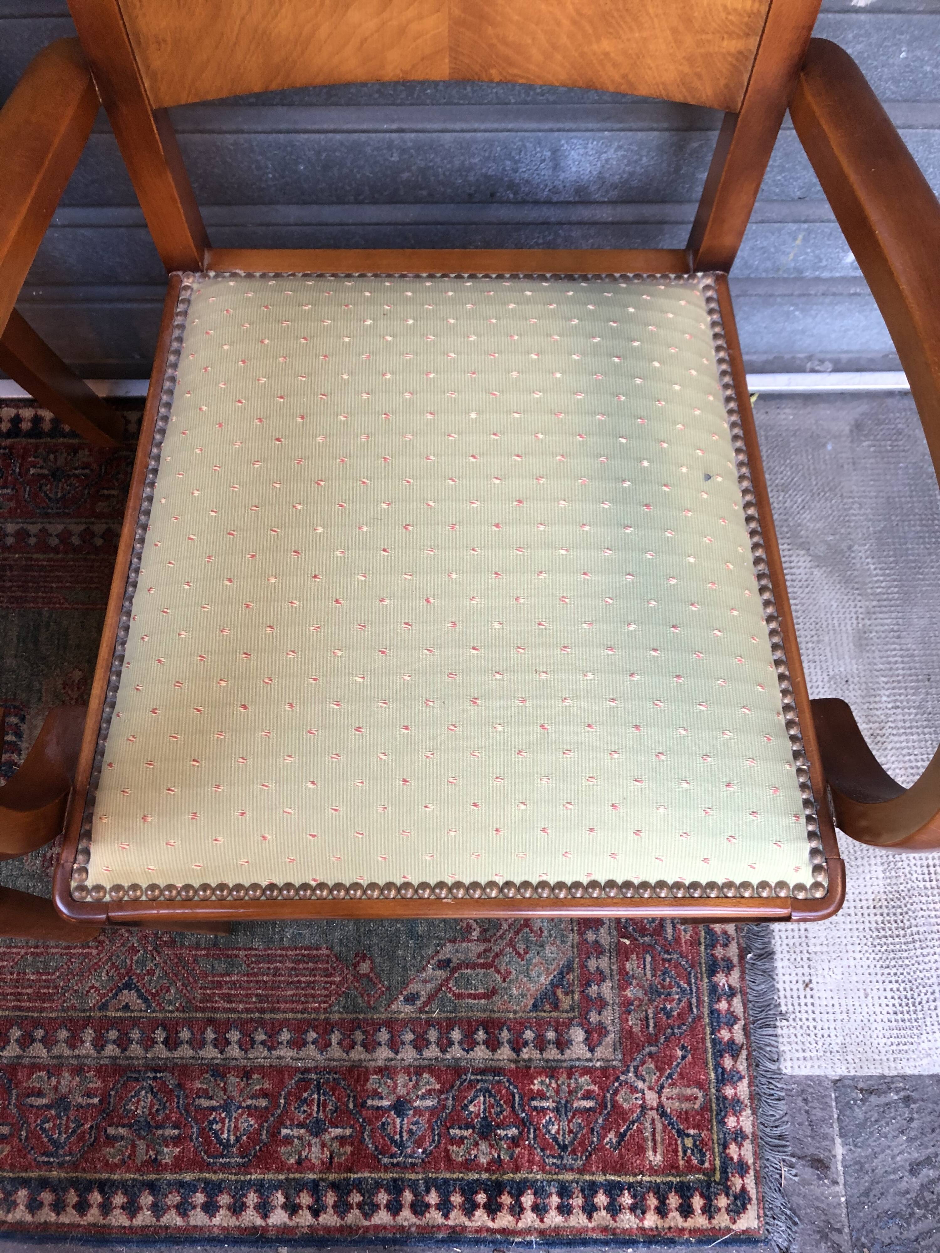 Paire de fauteuils bridge vintage en bois clair