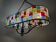 Large Italian Multi-Colored Hammered Crystal and Wrought Iron Chandelier