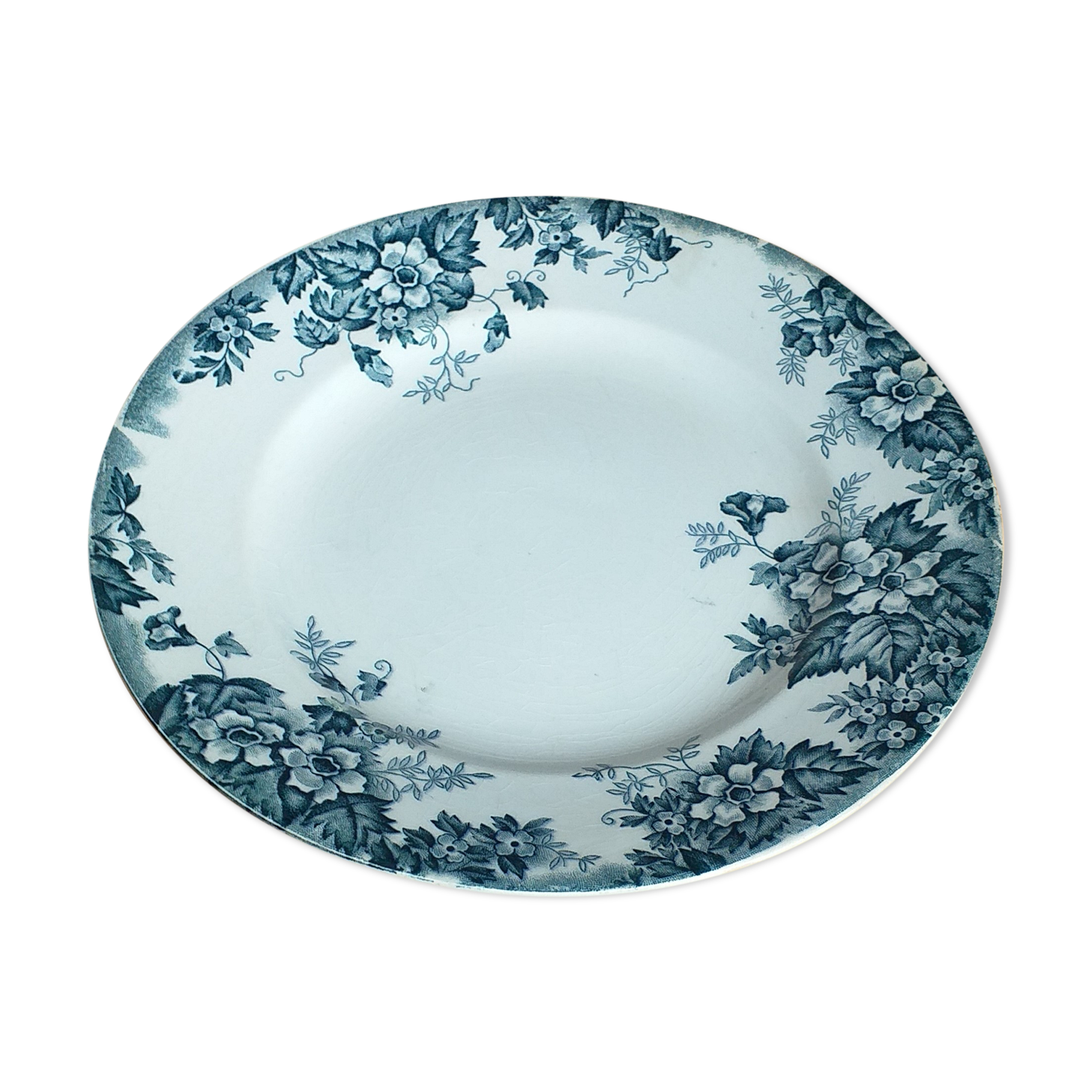 Flat porcelain plate Moulin des Loups and Hamage model Marie-Louise