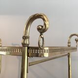 Neo-classical table in gilded metal and glass