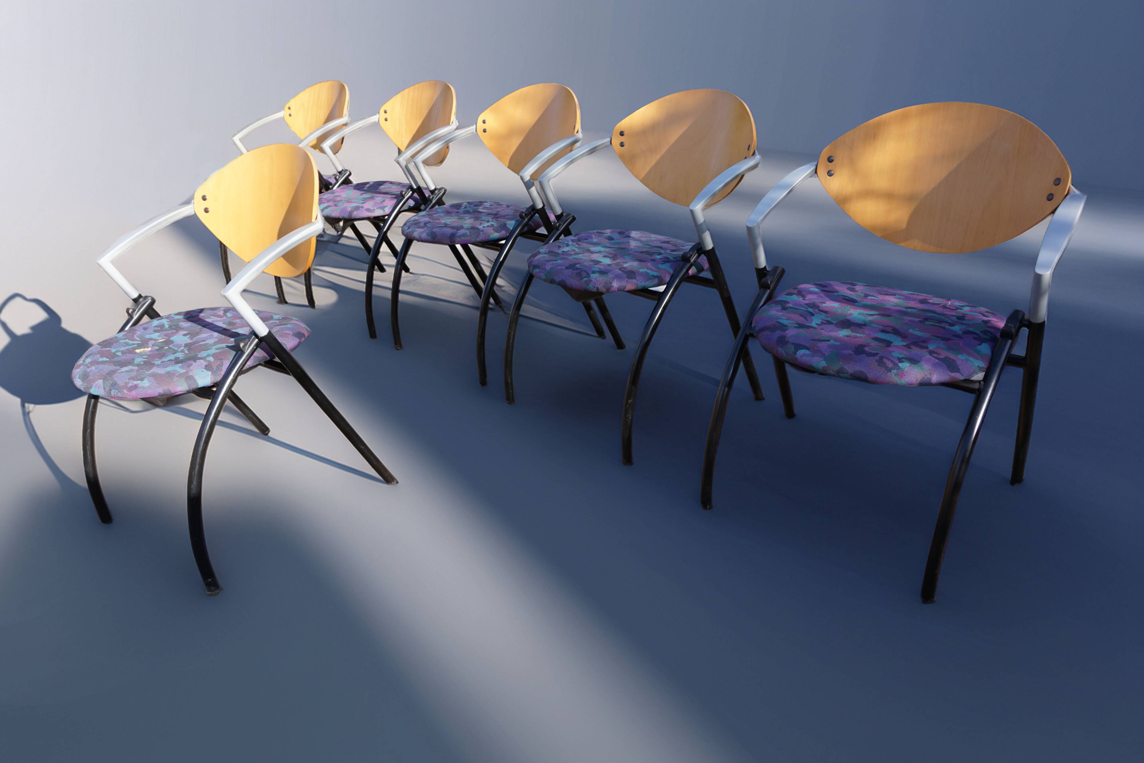 Set of 6 Vepa Alpine stackable armchairs/ conference chairs, Memphis Style